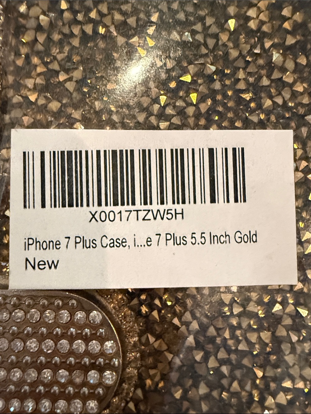 Glitter Rhinestone Wallet I-Phone 7 Plus Case - Gold - Picture 2 of 8